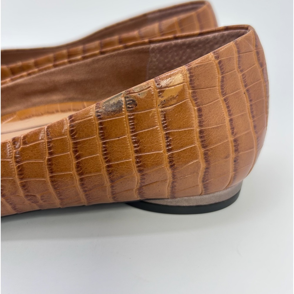 Vionic Hannah Croc Flats Size 9 Brown Embossed Ballet Shoes Work Comfort Slip On - Picture 10 of 12